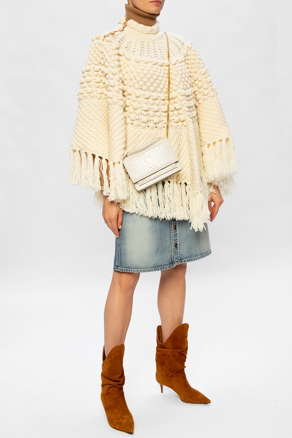 Saint Laurent Wool poncho | Saint Laurent Malibu crew neck